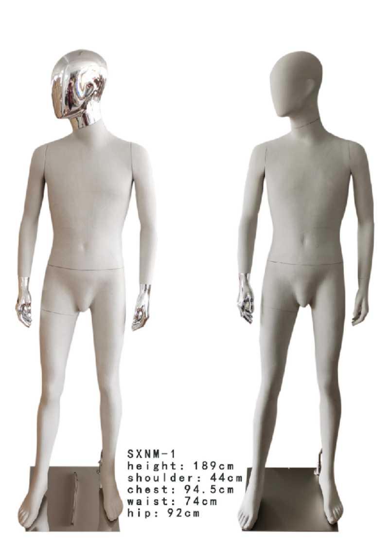 Male Full Body Mannequins With Metallic Painted Head