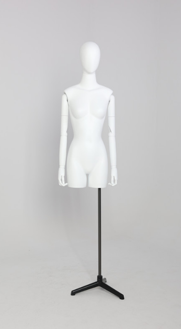 Torso Half Body Mannequin Female with adjustable wood arms