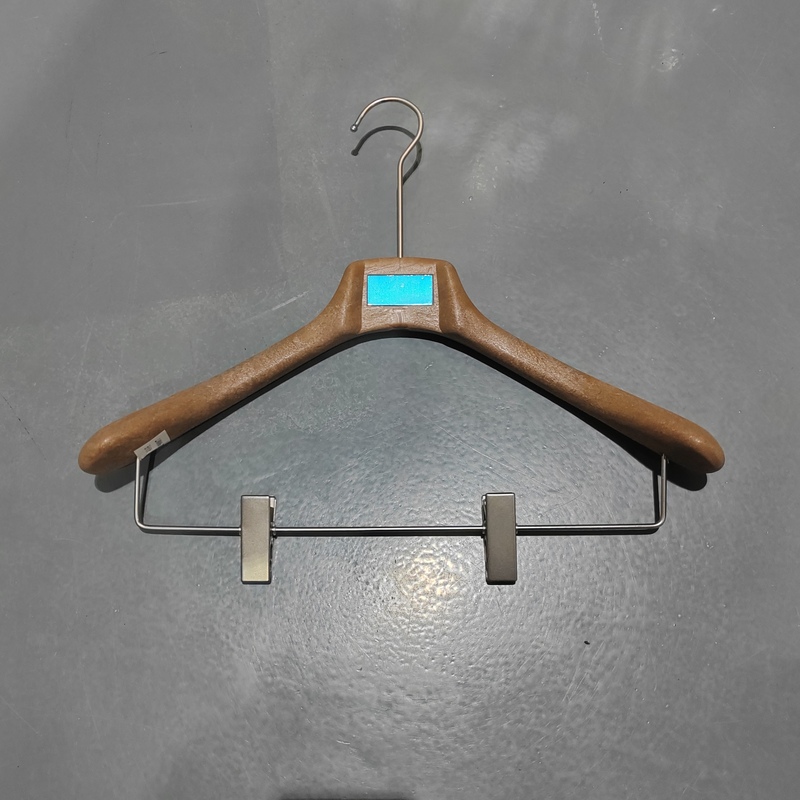 Brown Color Resin Hanger with Velvet Round Bar